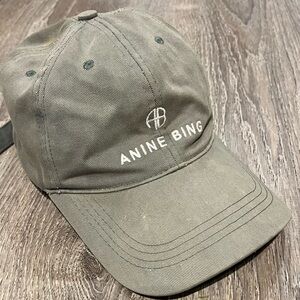 Anine Bing Olive Green Cap hat AB logo baseball hat